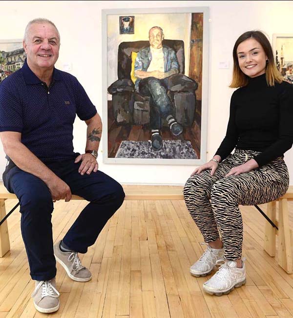 SUBJECT: Raymond McCord with portrait artist Shauna Fox and her latest work
