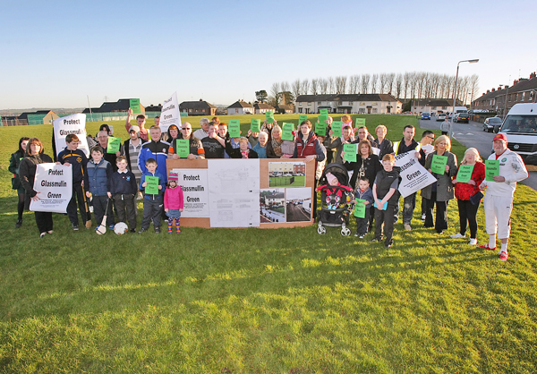 CAMPAIGN: Residents protest on Glassmullin Green against the De La Salle sports facility plan