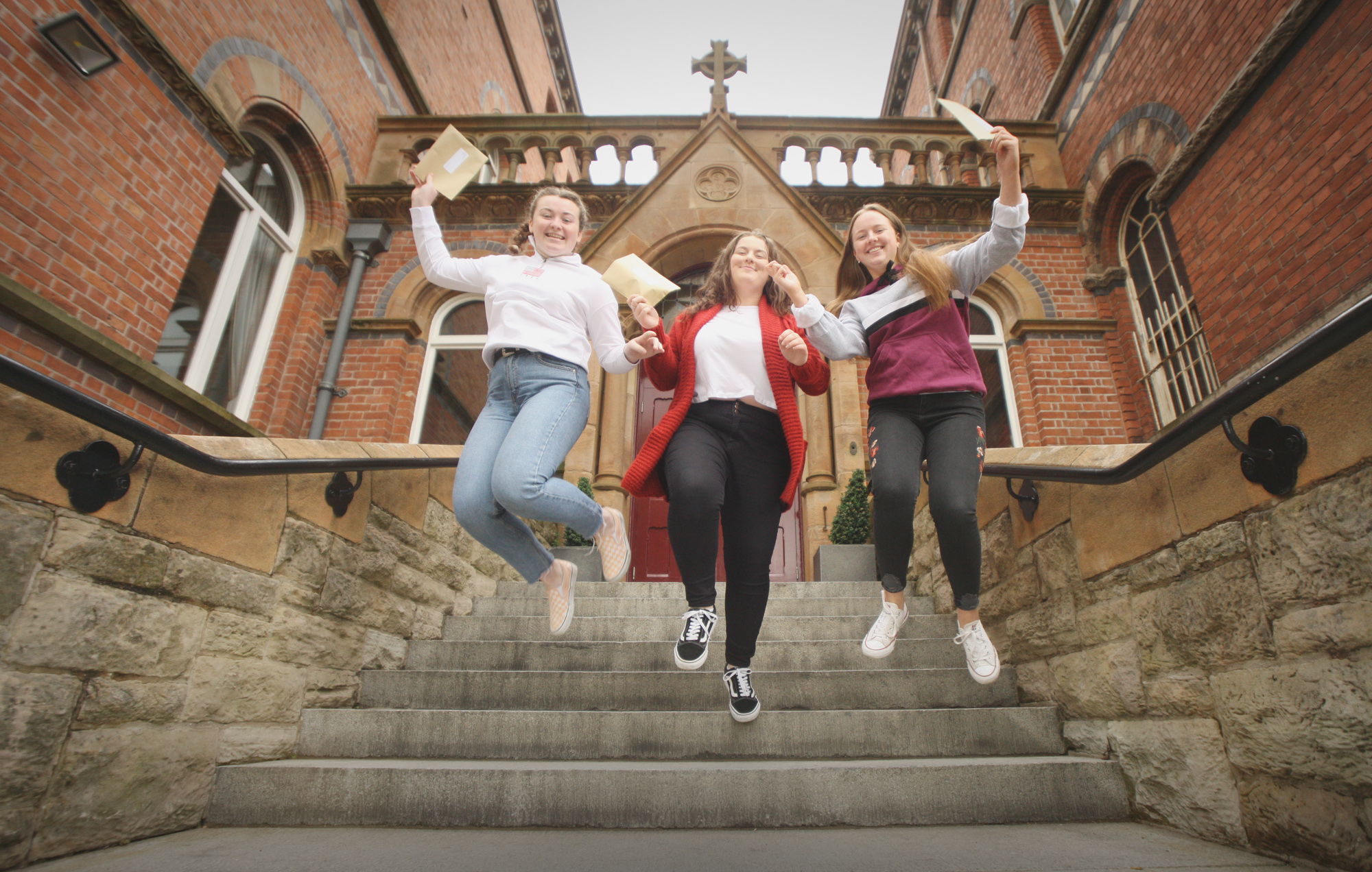 Getting their A-Level Results at St Dominic\'s Grammar School are Hannah Heaney, Melissa McQuade and Eirinn McAleese