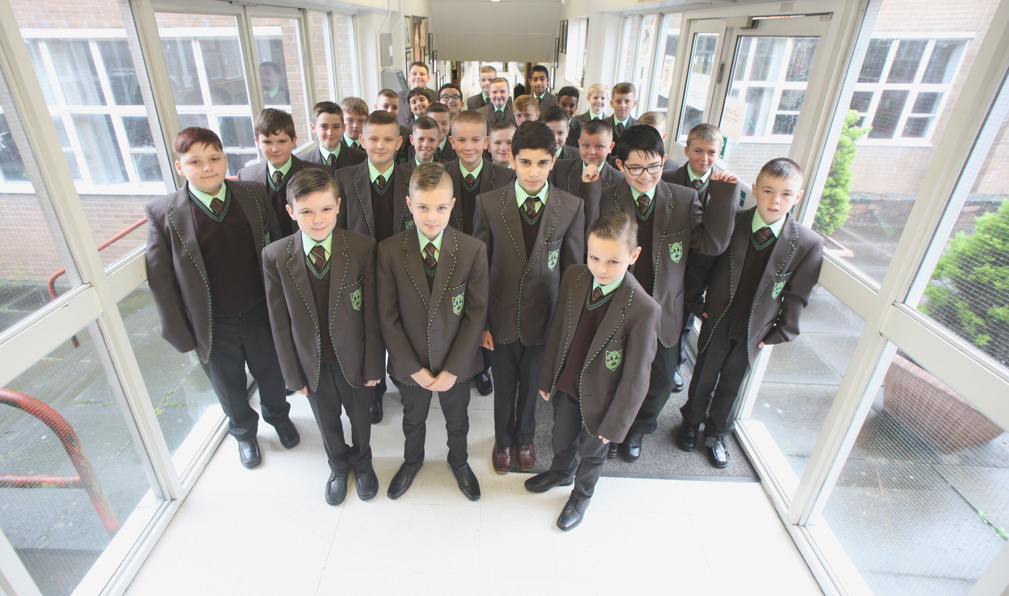 First day back after the summer holidays - and first time for boys in 1st Year at St Louise\'s Comprehensive College