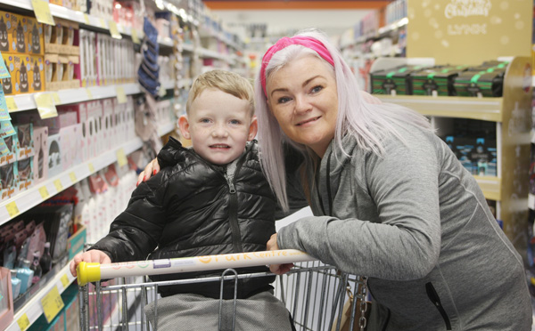 Karen Rainey and her nephew Bobby are one of the first customers as B&M open their new superstore in the Park Centre this morning creating 100 jobs