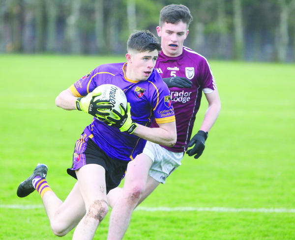 John McGeough, pictured in action against Bredagh, was the hero for Carryduff in the last round and they’ll be hoping to reach the Down SFC semi-final at the expense of Clonduff on Sunday