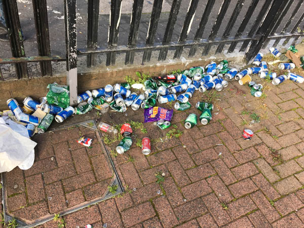 EYESORE: Springfield Road residents say they’ve had enough of a group of men standing drinking all day long in broad daylight as families go about their business – public urination is being witnessed by women and children, says one man