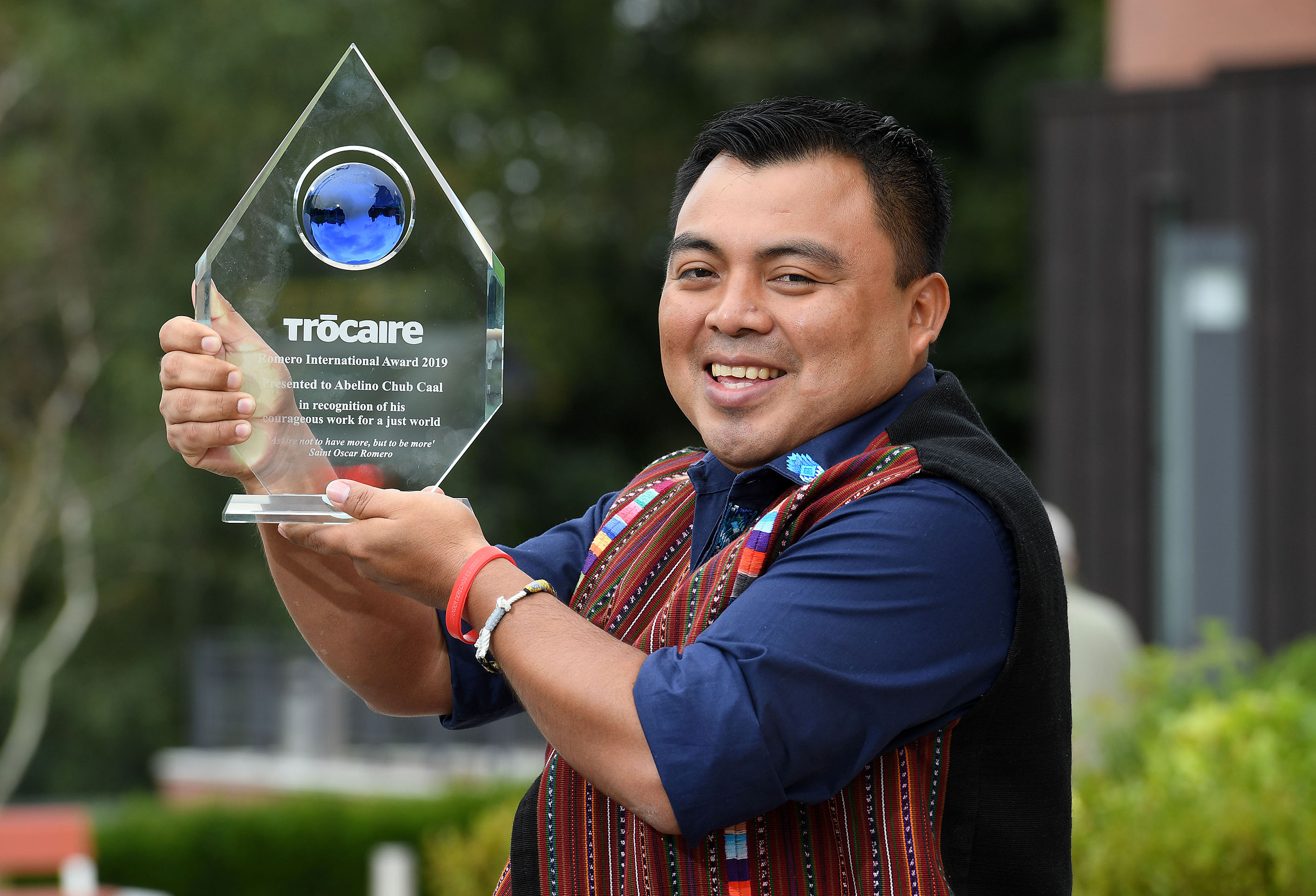RECOGNITION: Abeline Chub Caal with his Trócaire award\n