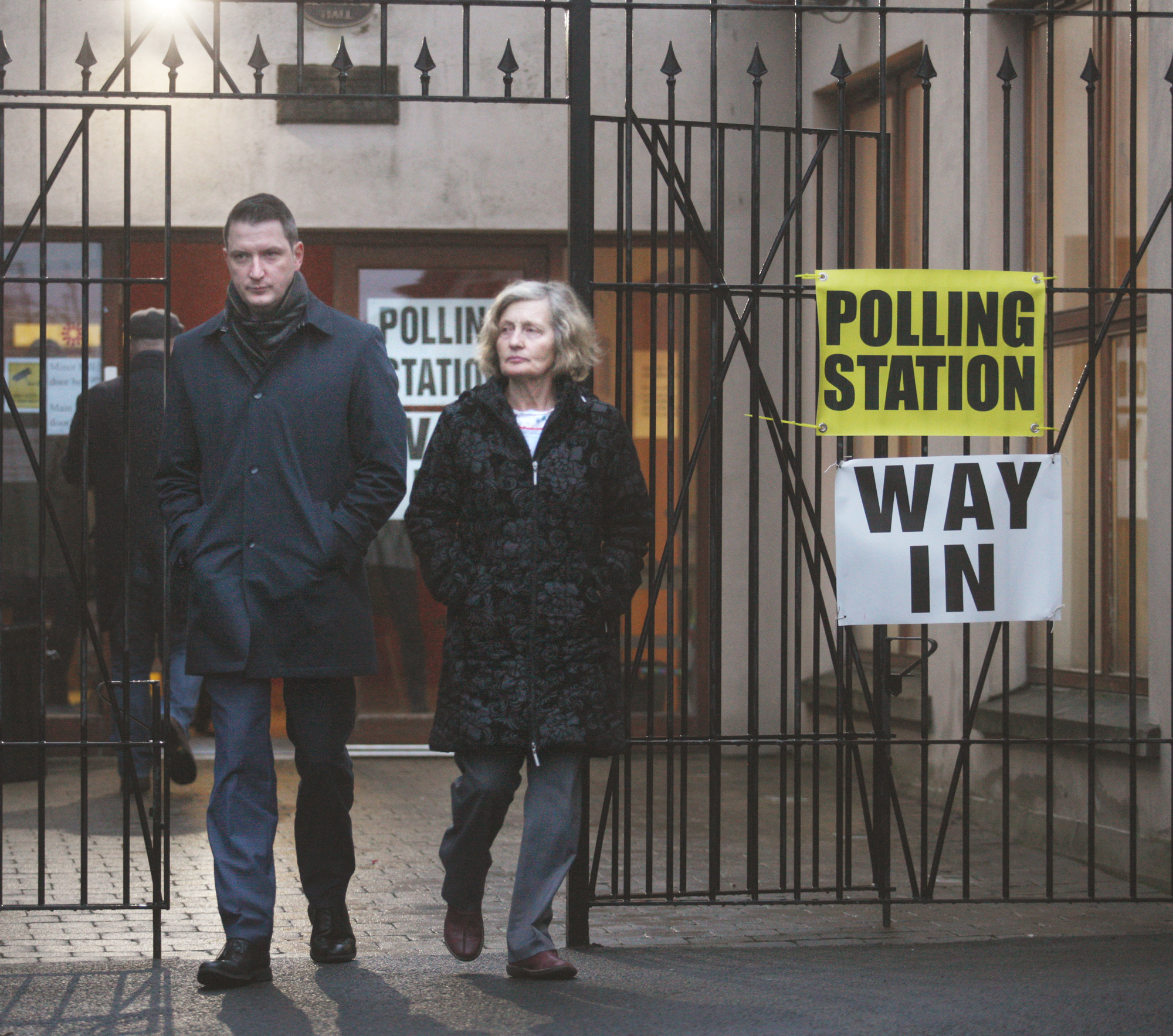 Sinn Féin North Belfast candidate John Finucane casts his vote with mother Geraldine 