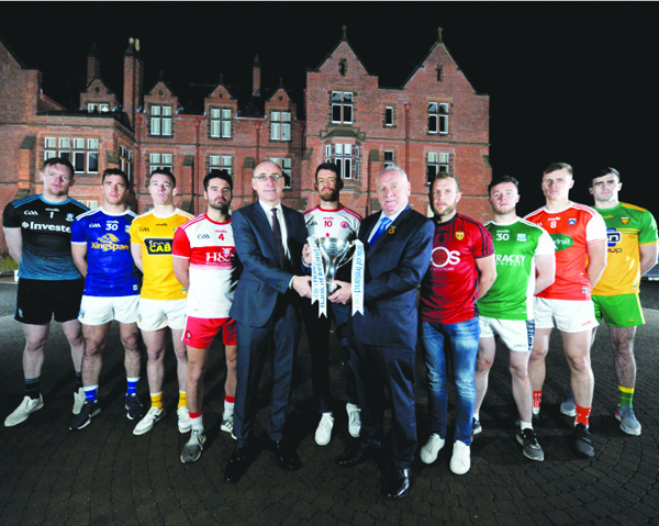 Antrim captain Declan Lynch, pictured third from left at the recent launch of the 2020 Dr McKenna Cup, knows the Saffrons must make a strong start to the season as they seek to challenge for promotion from Division Four in the coming months