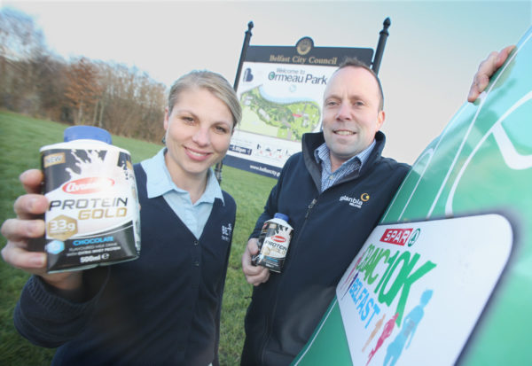ENERGY BOOST: Leona Chorazyova of GLL and Alan Lowry of Avonmore looking forward to the run