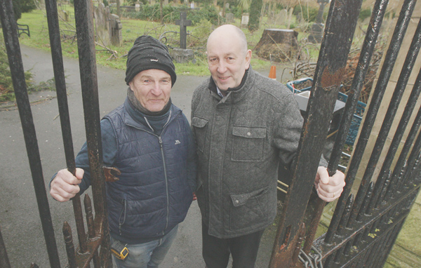 JJ Magee with Joe Baker at Clifton Street cemetery