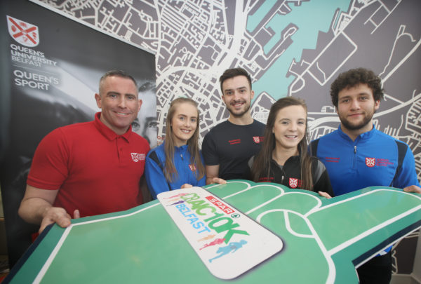 STUDENTS SIGN UP: Barry Cruickshank, Ceejay Byrne, James Pollock, Niamh Turner and Matthew Kilic are in training for the SPAR Craic 10K on St Patrick’s Day in Belfast