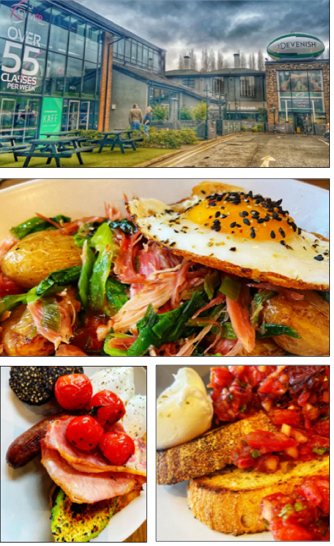 UNGUILTY PLEASURES: From top, the new Kaff at the Devenish Complex; the ham hock was melt-in-the-mouth; the all-day breakfast (bottom left) is that thing you thought never existed – the healthy fry; toasted sourdough with smashed avocado, smoked salsa and poached eggs
