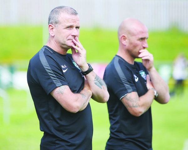 St James’ Swifts joint-managers Packie McAllister and Barry Johnston will be hoping the West Belfast side can progress to the last eight of the Intermediate Cup when they take on Lisburn Distillery at New Grosvenor Stadium on Saturday afternoon  