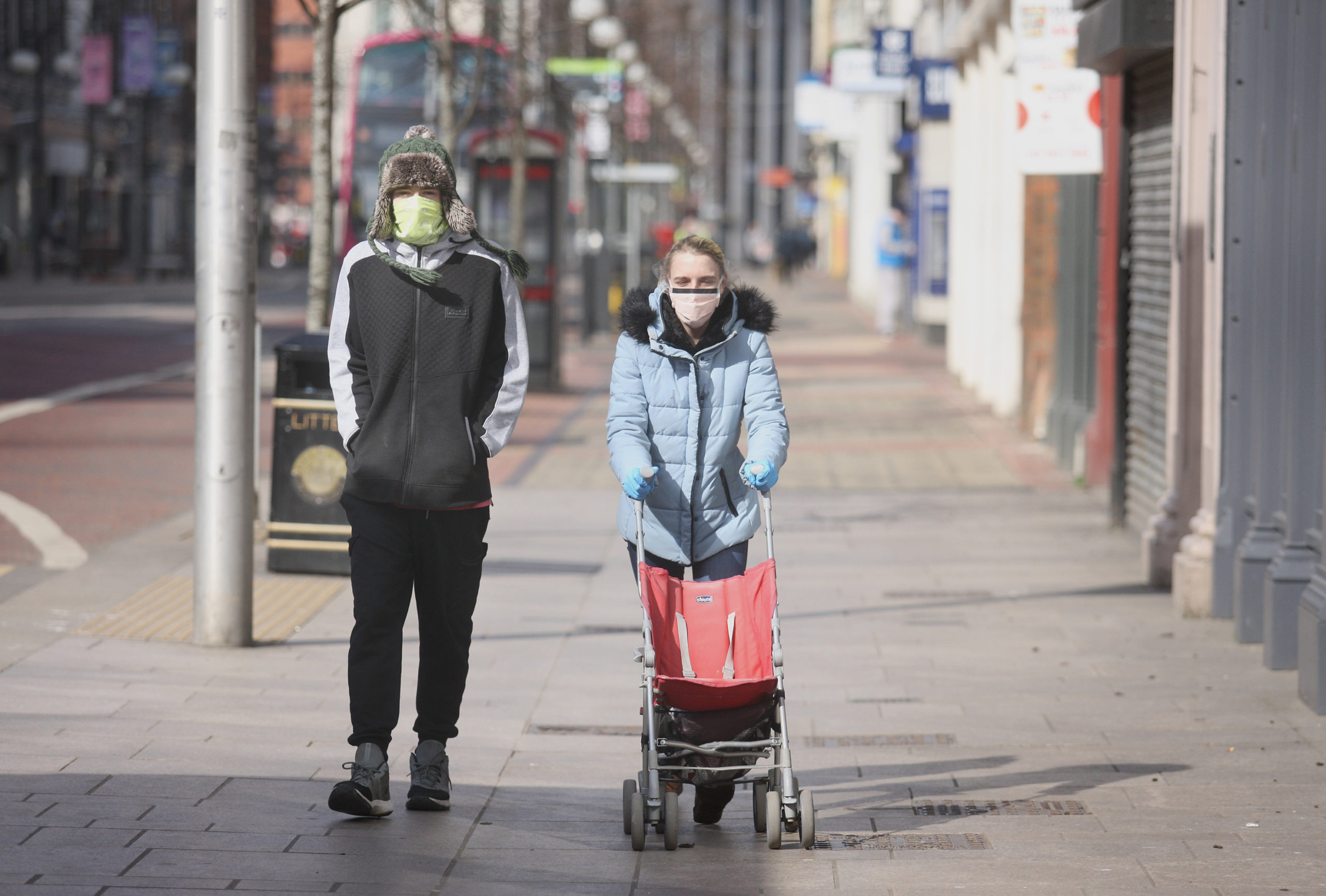 Masked up in a deserted Belfast City Centre