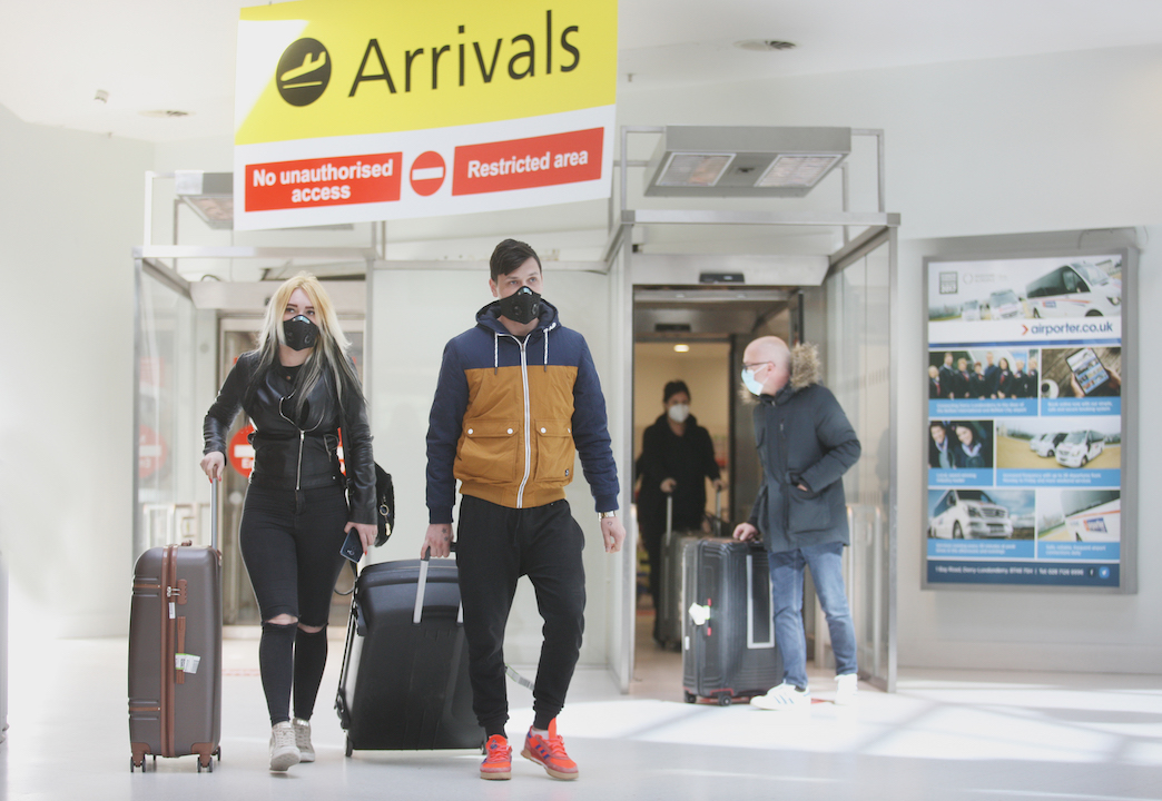\"SMALL PRICE TO PAY\": Passengers arriving into Belfast City Airport on Wednesday 22 April. Photos by Thomas McMullan