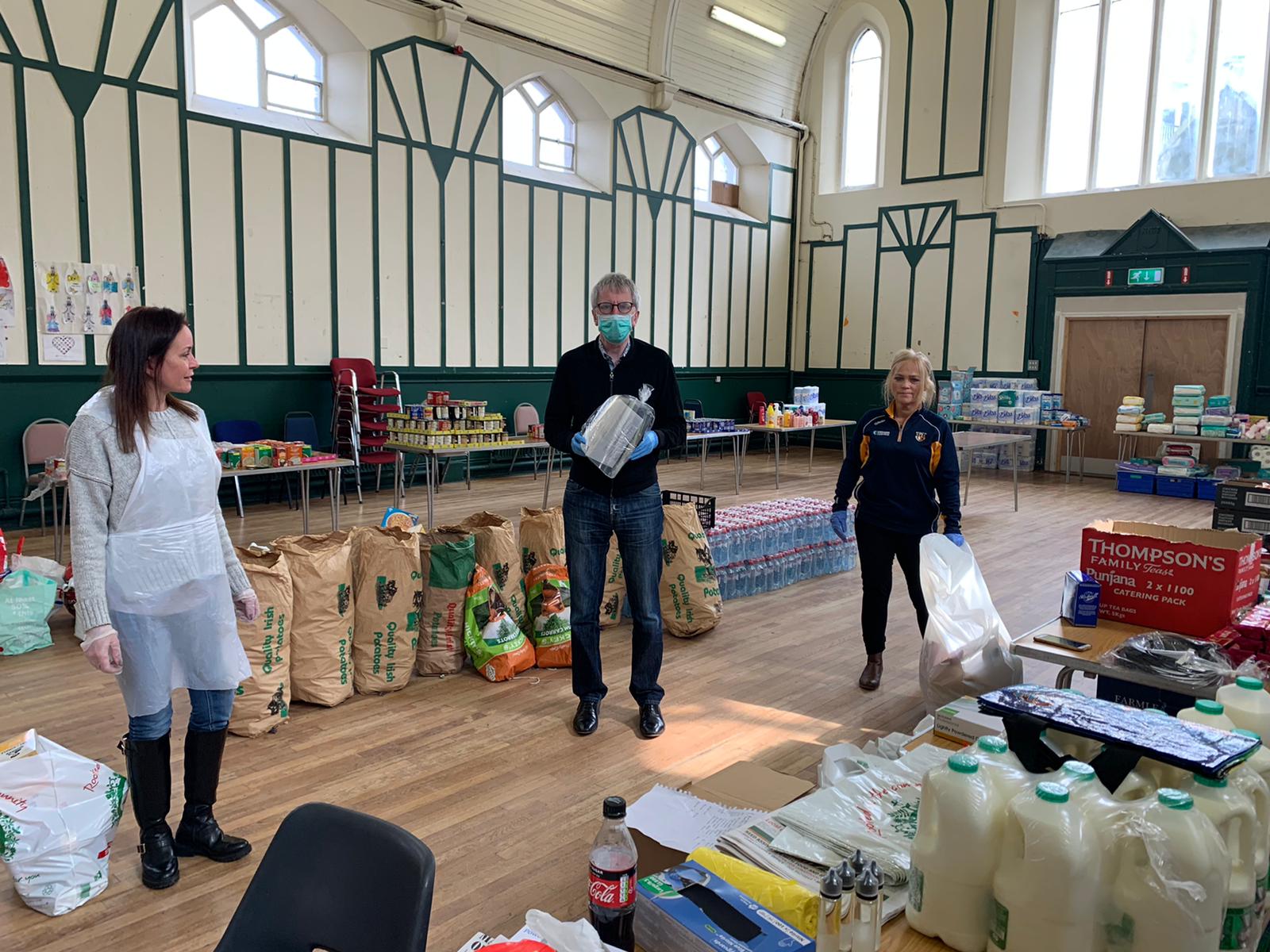 FOOD BANK ON FRONTLINE: Delivering PPE face shields to the volunteers at the North Belfast Food Bank today