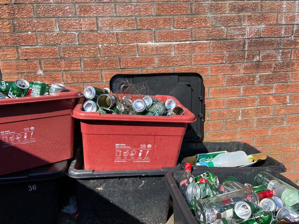 OVERFLOWING: Recycling boxes in the Castle area have not been collected for five weeks