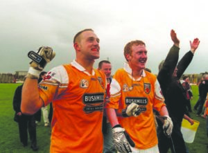 Joe Quinn and Tony Convery celebrate
