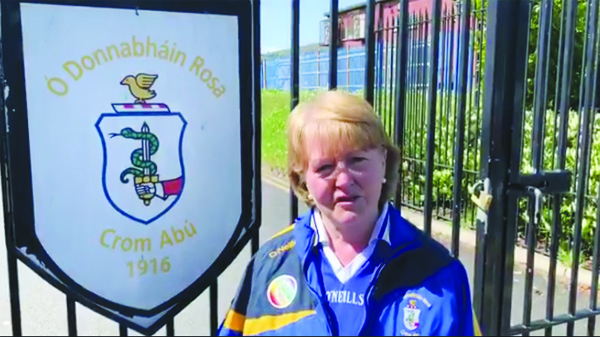 Chairperson Margaret Flynn sets off to complete her distance from the gates of Rossa Park on Monday morning 