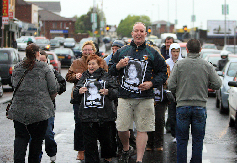 VETERAN: Bobby Storey taking part in a 2009 Andersonstown Road, Black Flag Vigil on the anniversary of Bobby Sands death.