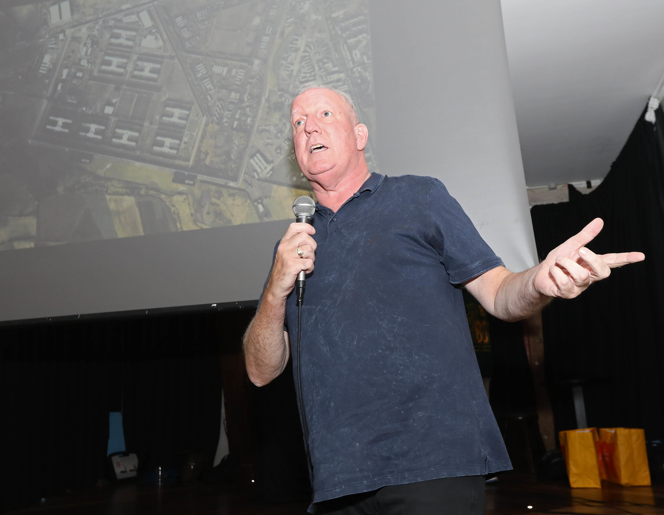 FAMED ESCAPE: Bobby Storey taking part in a talk on the Great Escape in the ASC as part of Féile an Phobail in 2018. , Feile an Phobail, The Great Escape. pictured: Bobby Storey 0808JC18