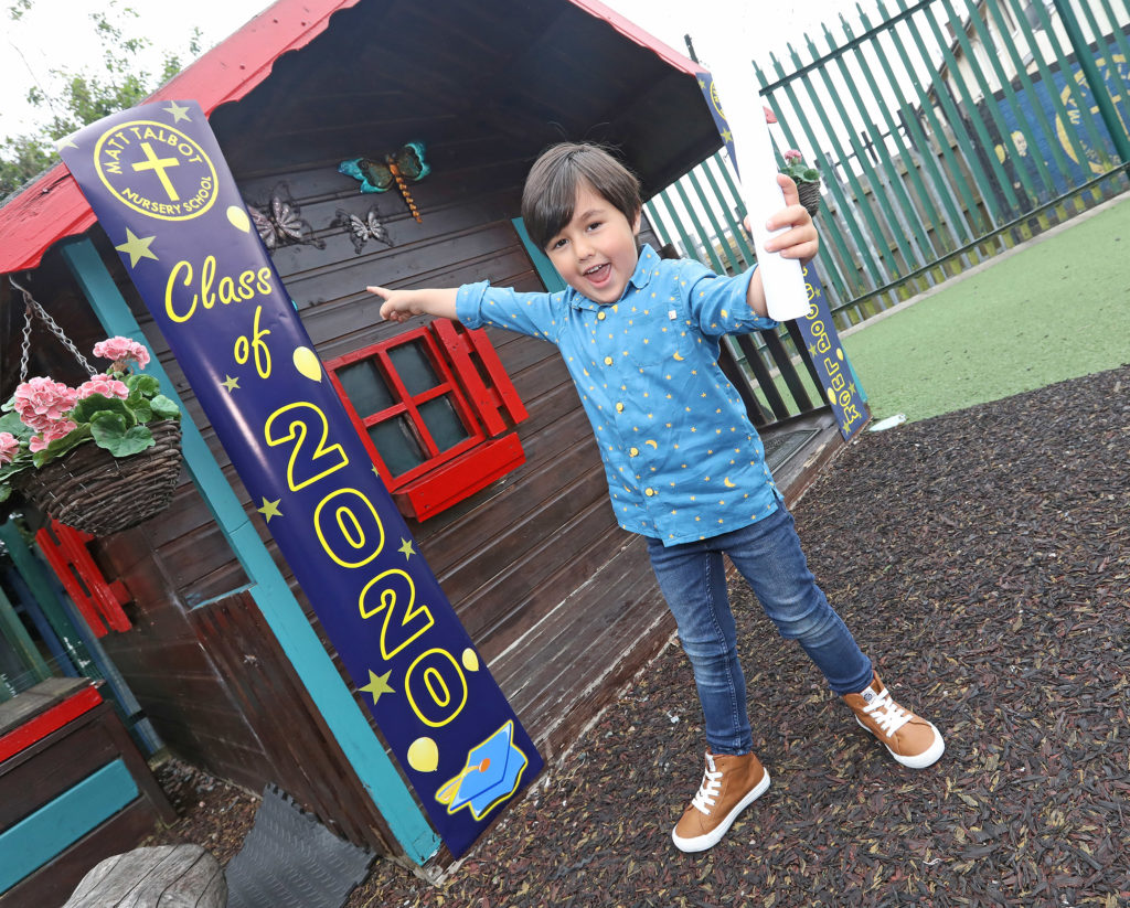 SO LONG: James Toman taking his leave of Matt Talbot Nursery School.