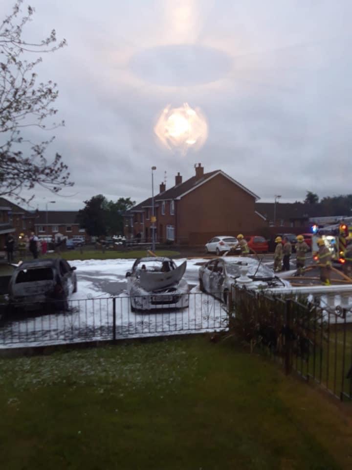 AFTERMATH: Three cars destroyed by lone arsonist.