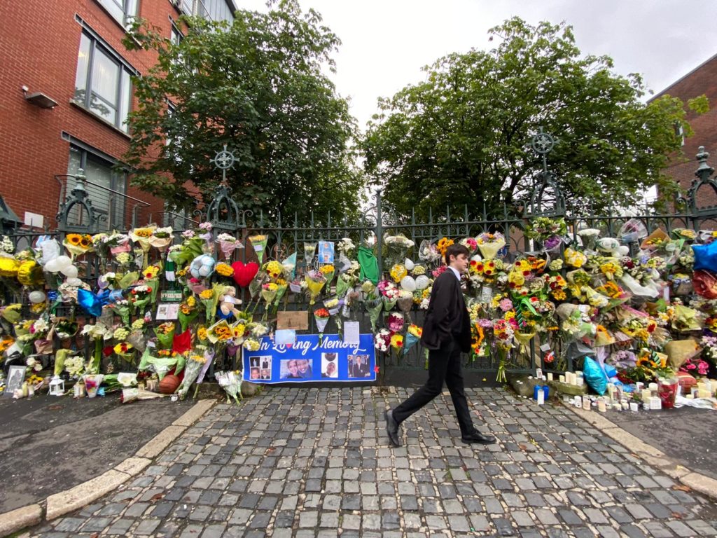 TRIBUTE: Flowers left at St Malachy's College for Noah.